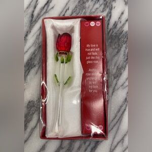 Beautiful Red Glass Rose in Fabric-Lined Box